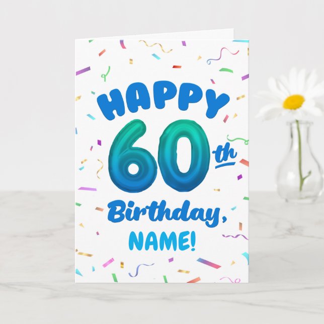 Tarjeta Happy 60th Birthday Card with Custom Name (Planta pequeña)