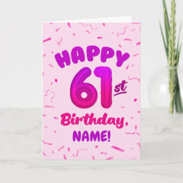 Tarjeta Happy 61st Birthday Card with Custom Name