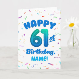 Tarjeta Happy 61st Birthday Card with Custom Name