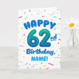 Tarjeta Happy 62nd Birthday Card with Custom Name