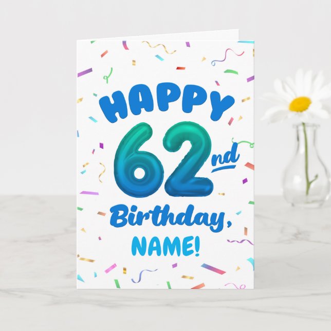 Tarjeta Happy 62nd Birthday Card with Custom Name (Planta pequeña)