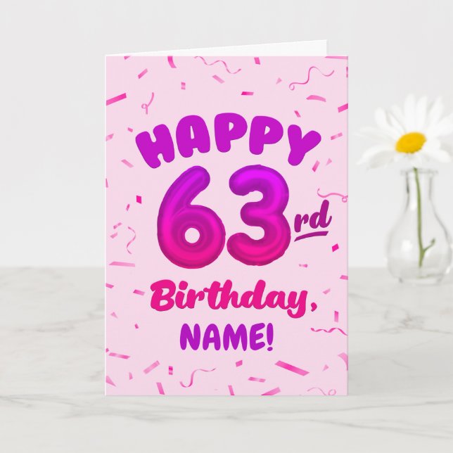 Tarjeta Happy 63rd Birthday Card with Custom Name (Planta pequeña)