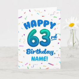 Tarjeta Happy 63rd Birthday Card with Custom Name