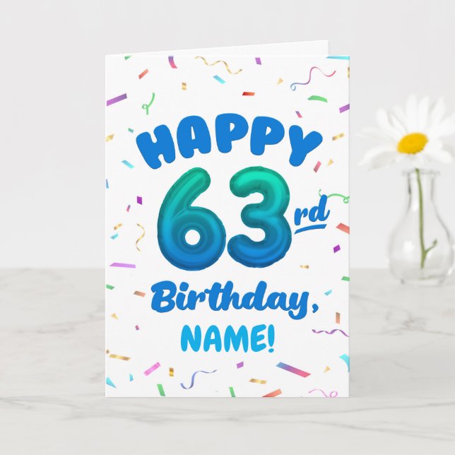Tarjeta Happy 63rd Birthday Card with Custom Name (Planta pequeña)