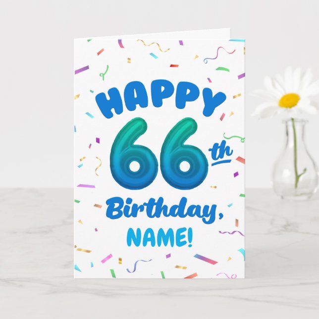 Tarjeta Happy 66th Birthday Card with Custom Name (Planta pequeña)