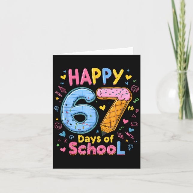 Tarjeta Happy 67 Days Of School Six Seven Kids Boys Girls  (Anverso)