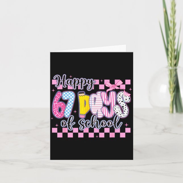 Tarjeta Happy 67 Days Of School Six Seven Meme Boy Girl Te (Anverso)