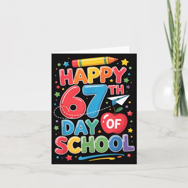 Tarjeta Happy 67 Days Of School Teachers Students Six Seve (Anverso)