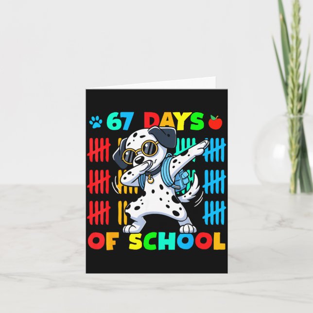 Tarjeta Happy 67 Days School Cute Dog 67 Days Smarter Stud (Anverso)