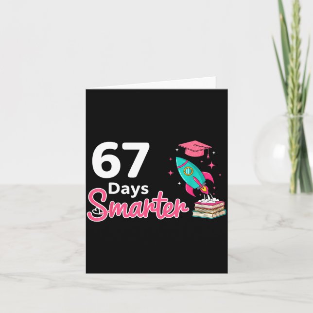 Tarjeta Happy 67 Days Smarter School Student Teacher Kids  (Anverso)