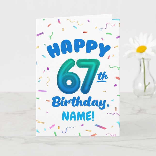 Tarjeta Happy 67th Birthday Card with Custom Name (Planta pequeña)