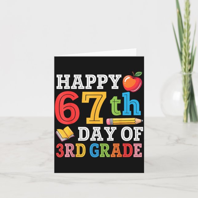 Tarjeta Happy 67th Day Of 3rd Grade Teacher Student 67 Day (Anverso)
