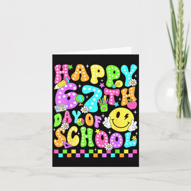 Tarjeta Happy 67th Day Of School 67 Days Smarter Teacher G (Anverso)
