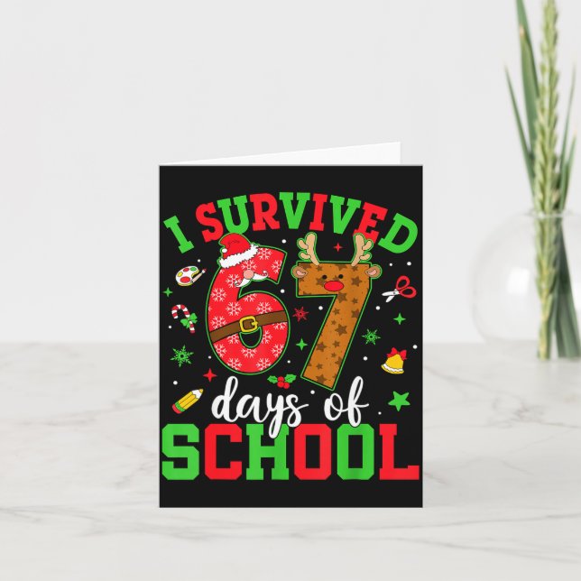 Tarjeta Happy 67th Day Of School Funny Christmas 67 Meme S (Anverso)