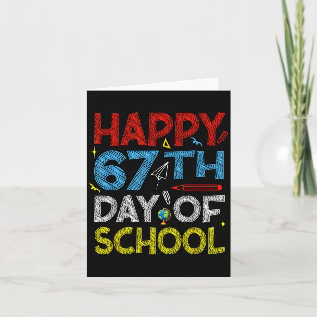 Tarjeta Happy 67th Day Of School - Funny Students Teachers (Anverso)