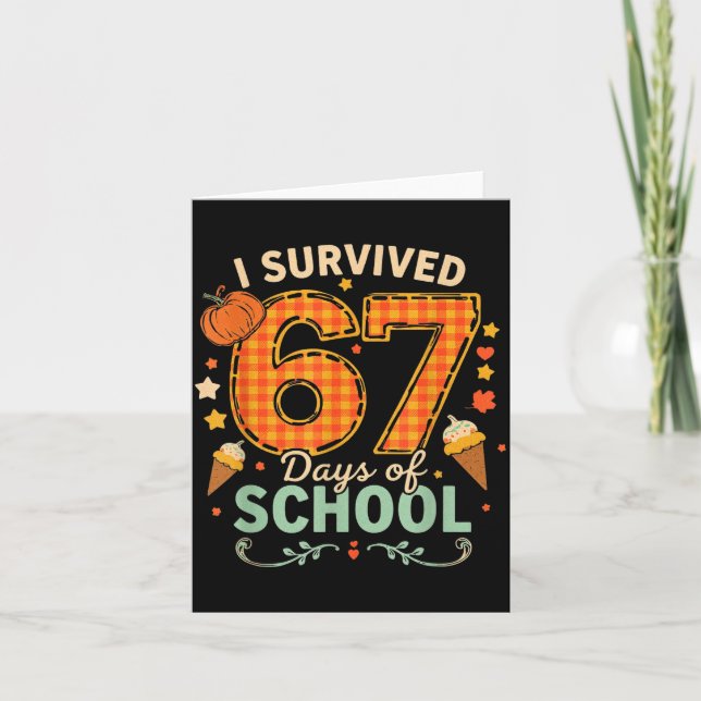 Tarjeta Happy 67th Day Of School Funny Teacher Thanksgivin (Anverso)