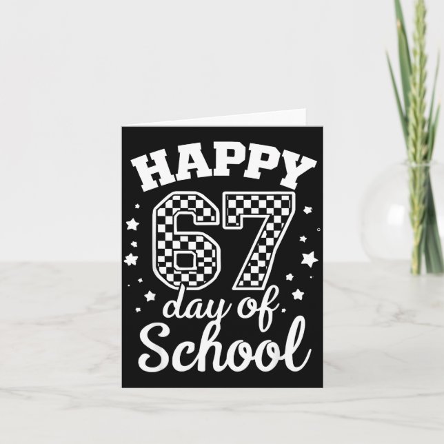 Tarjeta Happy 67th Day Of School Students Teacher Kids 100 (Anverso)