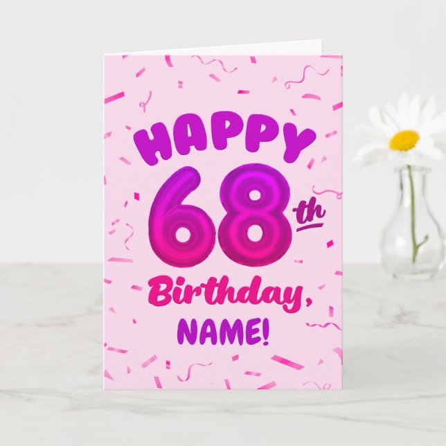 Tarjeta Happy 68th Birthday Card with Custom Name (Planta pequeña)