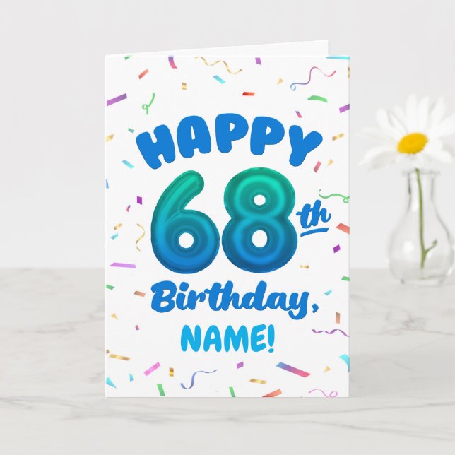 Tarjeta Happy 68th Birthday Card with Custom Name (Planta pequeña)