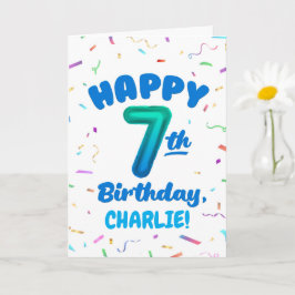 Tarjeta Happy 7th Birthday Card with Custom Name