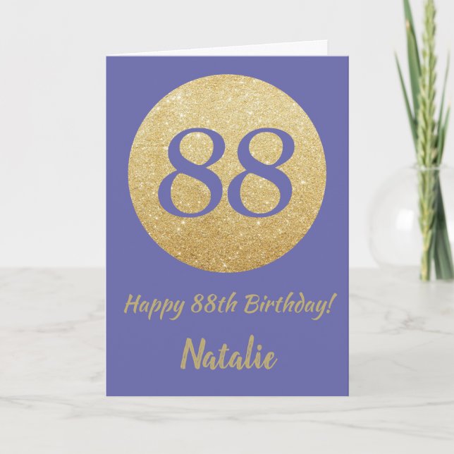 Tarjeta Happy 88th Birthday and Gold Glitter (Anverso)