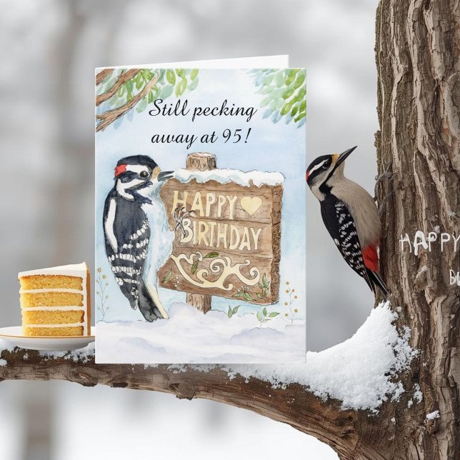 Tarjeta Happy 95th Birthday Downy Woodpecker (Subido por el creador)