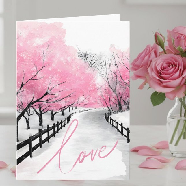 Tarjeta Happy Anniversary Card-Elegant Pink Love Script  (Subido por el creador)