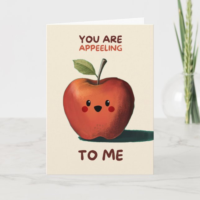 Tarjeta Happy Anniversary Cute Funny Simple Apple Card (Anverso)