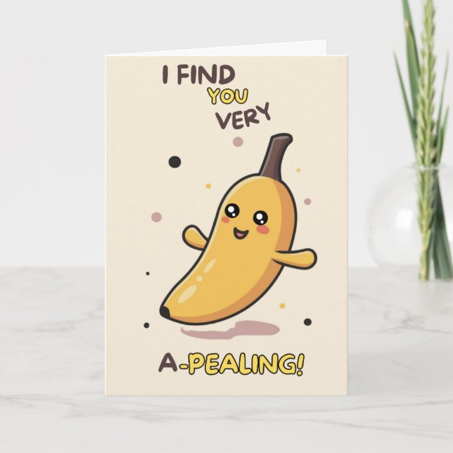 Tarjeta Happy Anniversary Cute Funny Simple Banana Card (Anverso)