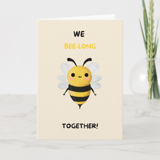 Tarjeta Happy Anniversary Cute Funny Simple Bee Card (Anverso)