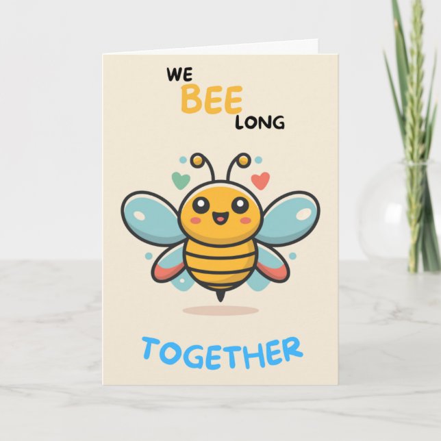 Tarjeta Happy Anniversary Cute Funny Simple Bee Card (Anverso)