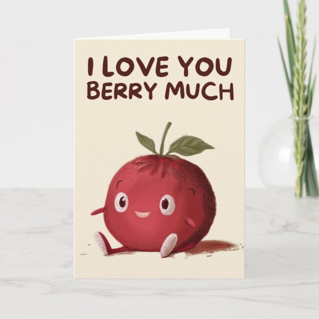 Tarjeta Happy Anniversary Cute Funny Simple Berry Card (Anverso)
