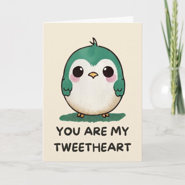 Tarjeta Happy Anniversary Cute Funny Simple Bird Card (Anverso)