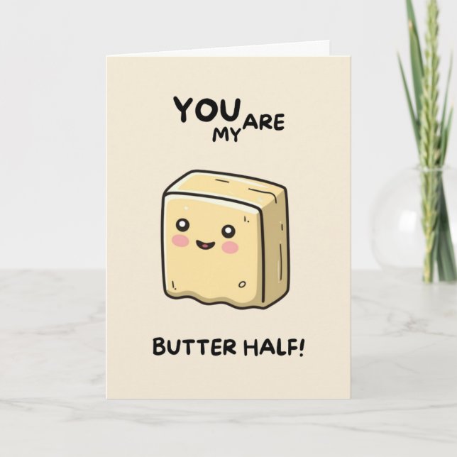 Tarjeta Happy Anniversary Cute Funny Simple Butter Card (Anverso)
