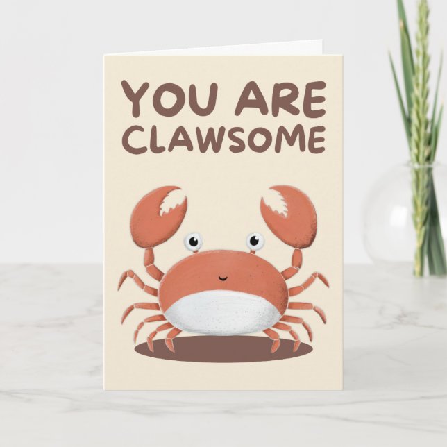 Tarjeta Happy Anniversary Cute Funny Simple Crab Card (Anverso)