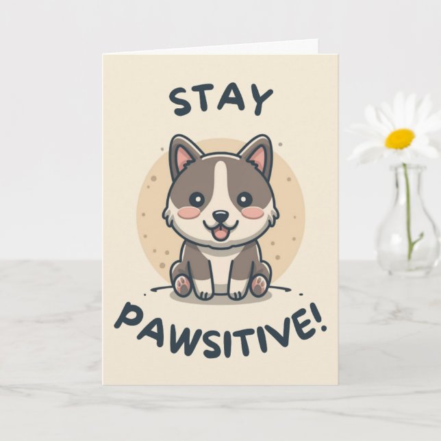 Tarjeta Happy Anniversary Cute Funny Simple Dog Card  (Planta pequeña)