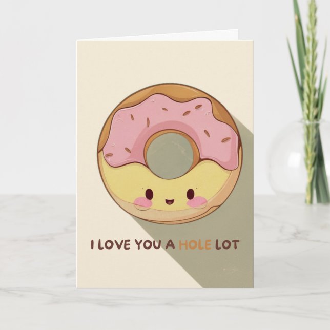 Tarjeta Happy Anniversary Cute Funny Simple Donut Card (Anverso)
