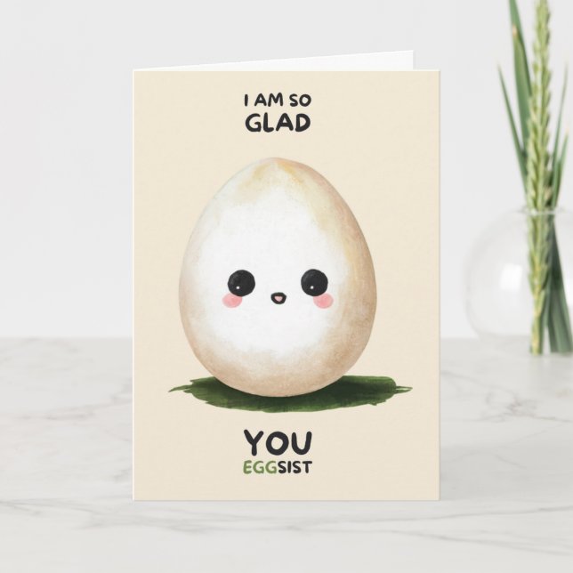 Tarjeta Happy Anniversary Cute Funny Simple Egg Card (Anverso)