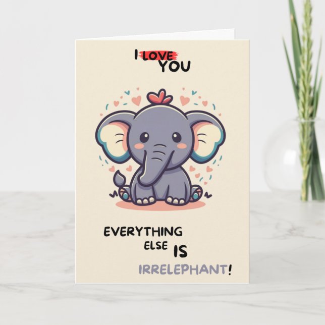 Tarjeta Happy Anniversary Cute Funny Simple Elephant Card (Anverso)
