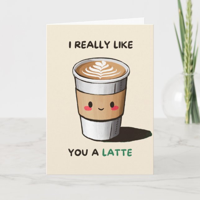 Tarjeta Happy Anniversary Cute Funny Simple Latte Card (Anverso)