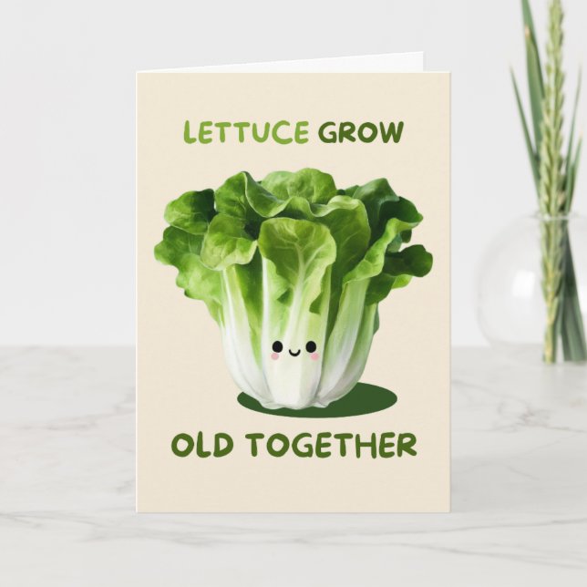 Tarjeta Happy Anniversary Cute Funny Simple Lettuce Card (Anverso)