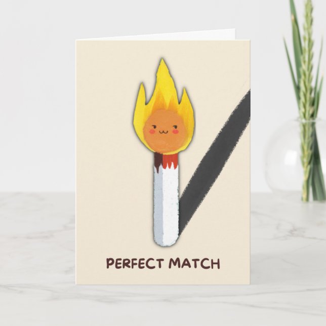 Tarjeta Happy Anniversary Cute Funny Simple Match Card (Anverso)