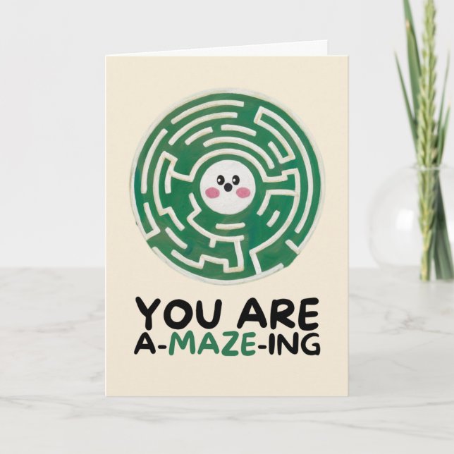 Tarjeta Happy Anniversary Cute Funny Simple Maze Card (Anverso)