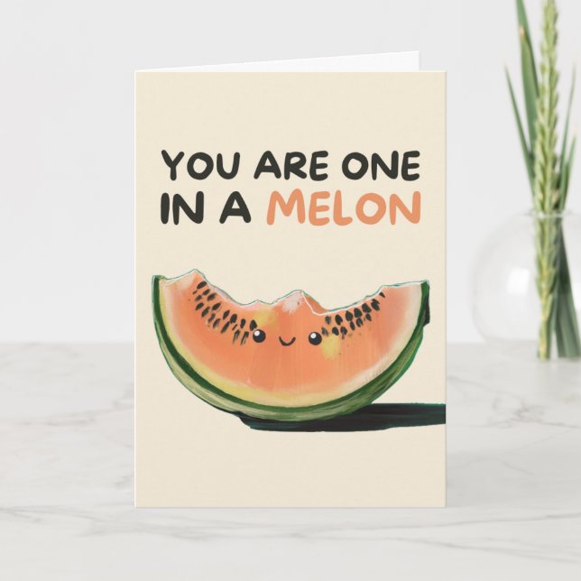 Tarjeta Happy Anniversary Cute Funny Simple Melon Card (Anverso)
