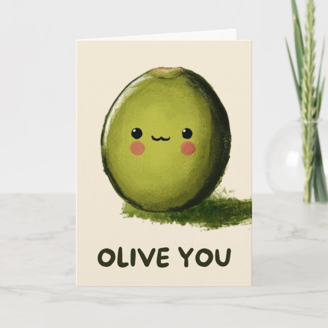 Tarjeta Happy Anniversary Cute Funny Simple Olive Card (Anverso)