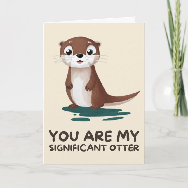 Tarjeta Happy Anniversary Cute Funny Simple Otter Card (Anverso)