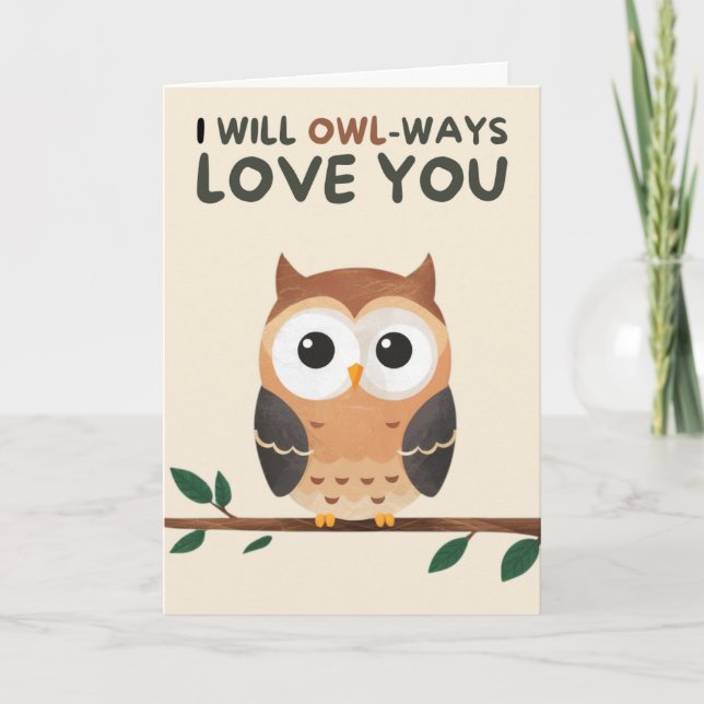 Tarjeta Happy Anniversary Cute Funny Simple Owl Card (Anverso)