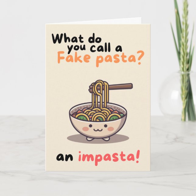 Tarjeta Happy Anniversary Cute Funny Simple Pasta Card (Anverso)