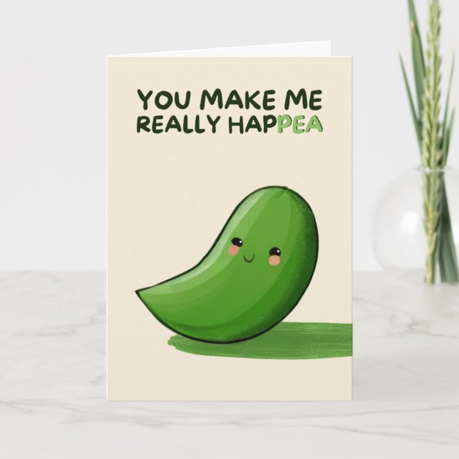 Tarjeta Happy Anniversary Cute Funny Simple Pea Card (Anverso)