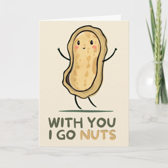 Tarjeta Happy Anniversary Cute Funny Simple Peanut Card (Anverso)